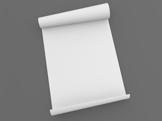 Paper scroll manuscript on gray background.