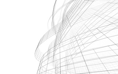 abstract architectural drawing linear design 3d illustration