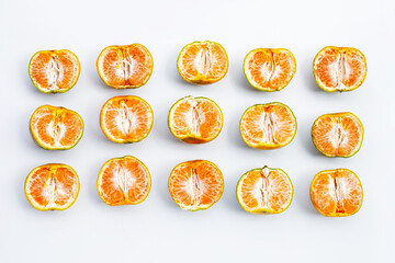  Fresh tangerine fruit on white