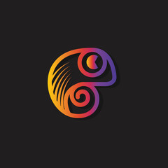 Chameleon logo design template premium