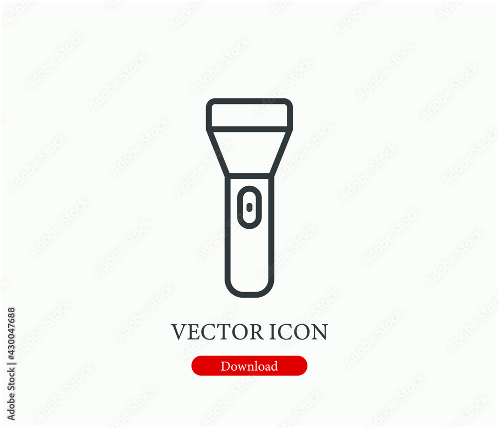 Poster flashlight vector icon. editable stroke. linear style sign for use on web design and mobile apps, lo