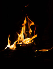 fire burning in a fireplace