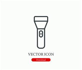 Flashlight vector icon.  Editable stroke. Linear style sign for use on web design and mobile apps, logo. Symbol illustration. Pixel vector graphics - Vector