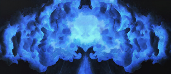 Fractal blue cloud. Black background