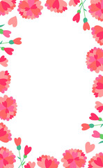 赤のハートの形の花の囲み縦フレーム