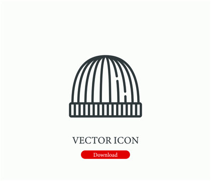 Cap vector icon.  Editable stroke. Linear style sign for use on web design and mobile apps, logo. Symbol illustration. Pixel vector graphics - Vector