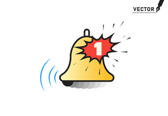 The bell is ringing with the notification that appears. Vector illustration.
