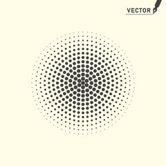 Halftone. Round simple, retro overlay element, pattern on isolated light background. Vector illustration, background.