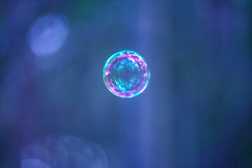 soap bubbles flying on blur background