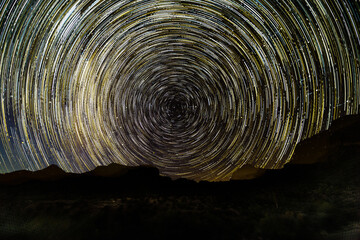 Long exposure star trails astrophotography at Saguaro National Park