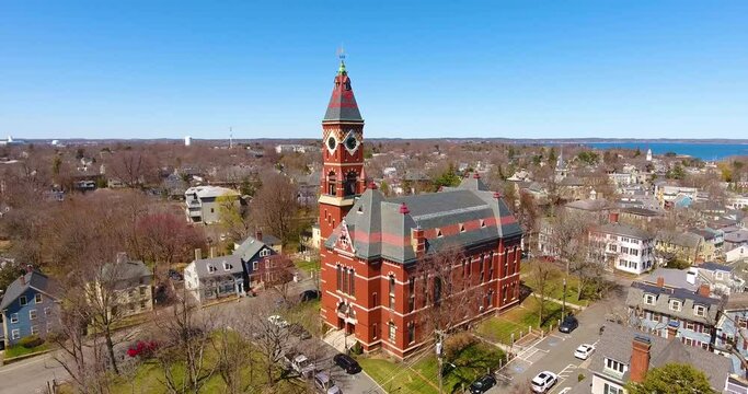 Abbott Hall, built in 1876, is located at 188 Washington Street and now is town hall of Marblehead, Massachusetts MA, USA. 