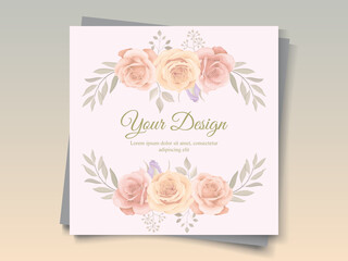 Elegant floral frame background design with soft color blooming roses flower