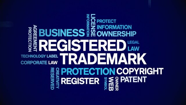 Registered Trademark Animated Tag Word Cloud;Text Design Animation typography seamless loop.