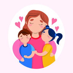 Mothers day. Parents day. Motherhood moments. Flat vector illustration. 