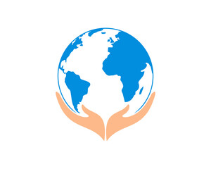 Hand care with globe logo