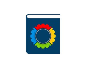 Simple book with mechanical gear in rainbow colors