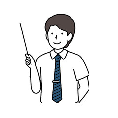 Male working at reception: Holds a pointer