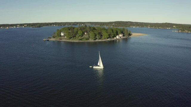 Drone view over archipelago in Stockholm. High quality 4k footage