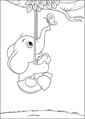 coloring sheet for children  cute baby elephant ,vector illustration best for learning colouring kids.