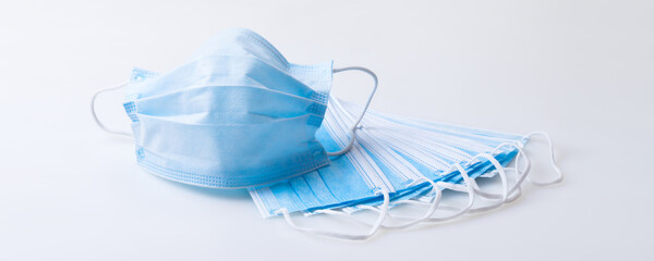 Many medical disposable masks for protection. Surgical mask.