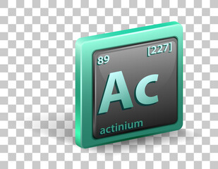 Actiniumchemical element. Chemical symbol with atomic number and atomic mass.