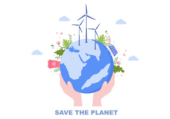 Save Our Planet Earth Illustration To Green Environment With Eco Friendly Concept and Protection From Natural Damage
