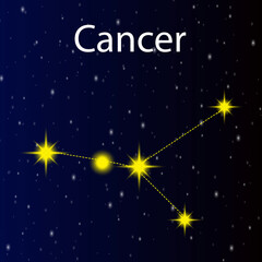 Obraz na płótnie Canvas Constellation cancer. Abstract icon with blue constellation cancer. Vector illustration. Stock image. EPS 10.