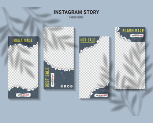 Fashion sale instagram story collection template vector
