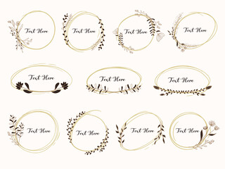 Decorative circle golden floral frame logo with floral ornament vector design