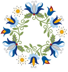 Kashubian Floral Design Kaszuby Poland Polish Folk art Ethnic Frame triangle tulip tulipan flower circle