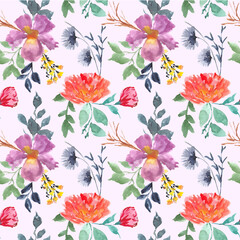 braces orange and purple watercolor seamless pattern