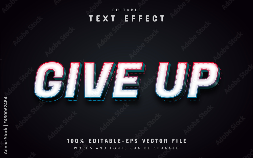 Poster Give up text, editable 3d text effect
