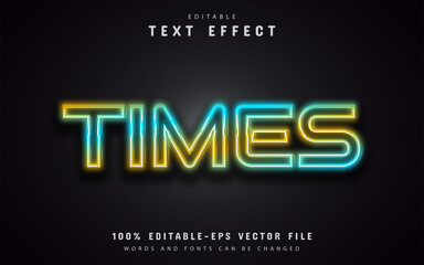 Time text, colorful neon text effect