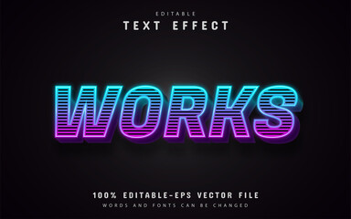 Works text, 3d gradient text effect with stripes