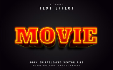 Movie text, editable 3d red text effect