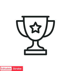 Trophy line icon. Simple outline style for app and web design element. Winner, award, cup, champ, contest, prize, won concept. Vector illustration isolated on white background. Editable stroke EPS 10.
