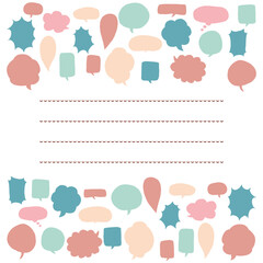 セリフ吹き出しのカラフルお手紙フレーム影なし
