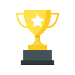 Trophy icon. Simple flat style for app and web design element. Winner, award, cup, champ, contest, prize, won concept. Vector illustration isolated on white background. EPS 10.