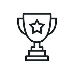 Trophy line icon. Simple outline style for app and web design element. Winner, award, cup, champ, contest, prize, won concept. Vector illustration isolated on white background. EPS 10.