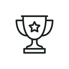 Trophy line icon. Simple outline style for app and web design element. Winner, award, cup, champ, contest, prize, won concept. Vector illustration isolated on white background. EPS 10.