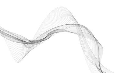 Abstract background with monochrome wave lines on white background.