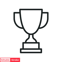 Trophy line icon. Simple outline style for app and web design element. Winner, award, cup, champ, contest, prize, won concept. Vector illustration isolated on white background. Editable stroke EPS 10.