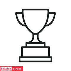 Trophy line icon. Simple outline style for app and web design element. Winner, award, cup, champ, contest, prize, won concept. Vector illustration isolated on white background. Editable stroke EPS 10.