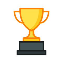 Trophy icon. Simple filled outline style for app and web design element. Winner, award, cup, champ, contest, prize, won concept. Vector illustration isolated on white background. EPS 10.