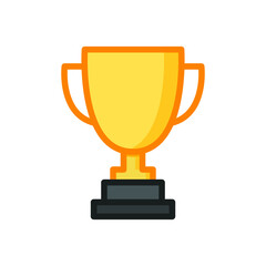 Trophy icon. Simple filled outline style for app and web design element. Winner, award, cup, champ, contest, prize, won concept. Vector illustration isolated on white background. EPS 10.