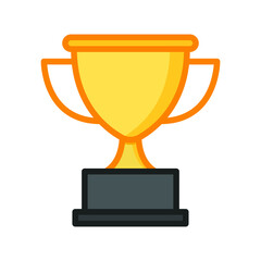 Trophy icon. Simple filled outline style for app and web design element. Winner, award, cup, champ, contest, prize, won concept. Vector illustration isolated on white background. EPS 10.
