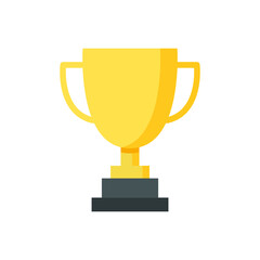 Trophy icon. Simple flat style for app and web design element. Winner, award, cup, champ, contest, prize, won concept. Vector illustration isolated on white background. EPS 10.