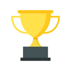 Trophy icon. Simple flat style for app and web design element. Winner, award, cup, champ, contest, prize, won concept. Vector illustration isolated on white background. EPS 10.