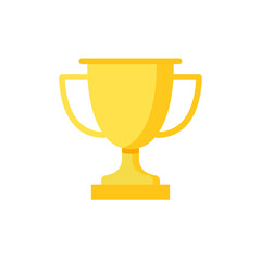 Trophy icon. Simple flat style for app and web design element. Winner, award, cup, champ, contest, prize, won concept. Vector illustration isolated on white background. EPS 10.