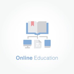 Online Education flat icon concept design